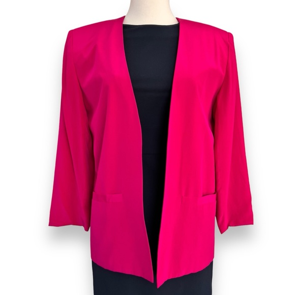 Vintage magenta hot pink silk blazer by Lauren Alexandra - Picture 1 of 13